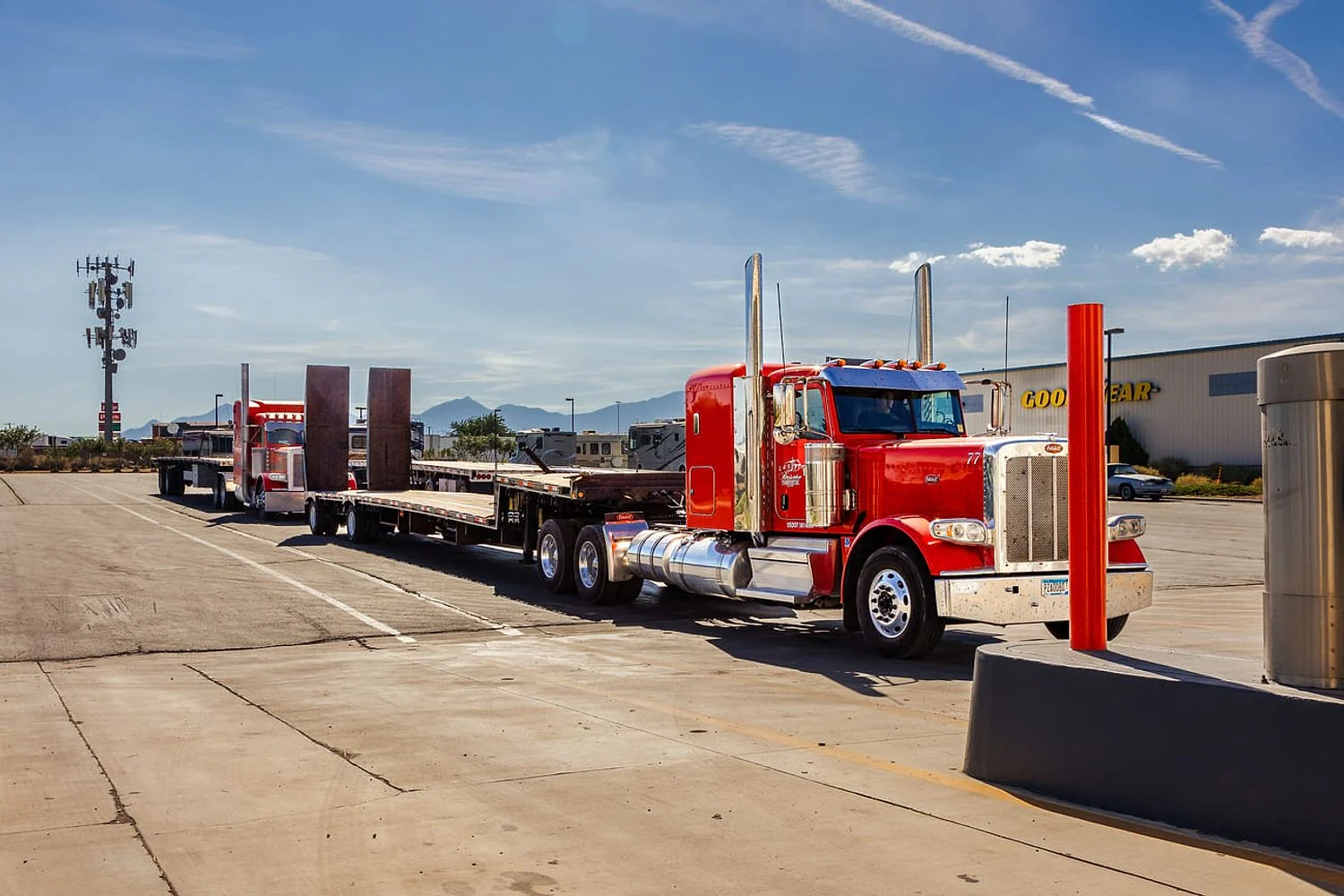 Truck and trailer ready after a washout