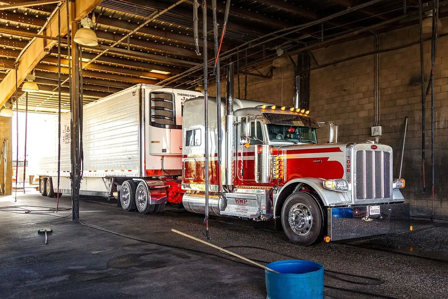 Crew hand washing a truck