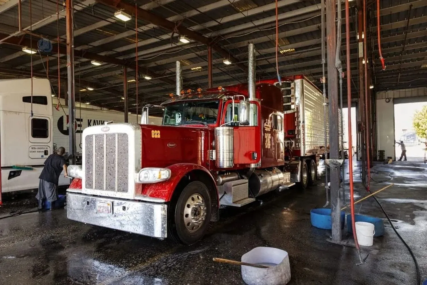 Polished, waxed truck with a mirror finish